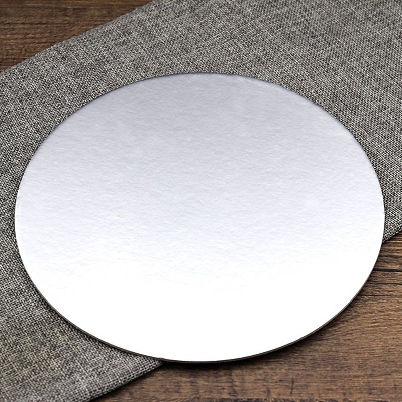 Grease Proof Paper Silver Cake Board 2mm Thick Silver paper cake board – round 2mm thick cardboard base for cakes and pastries