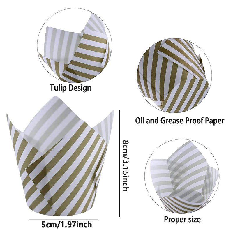 White Striped Tulip Cupcake Liners for Catering and Restaurants White striped tulip cupcake liners ruffled baking cups for parties