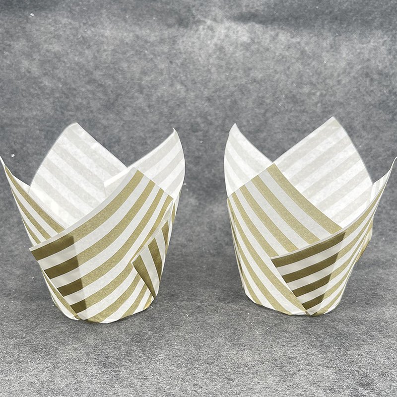 White Striped Tulip Cupcake Liners for Catering and Restaurants White striped tulip cupcake liners ruffled baking cups with stripe pattern for parties