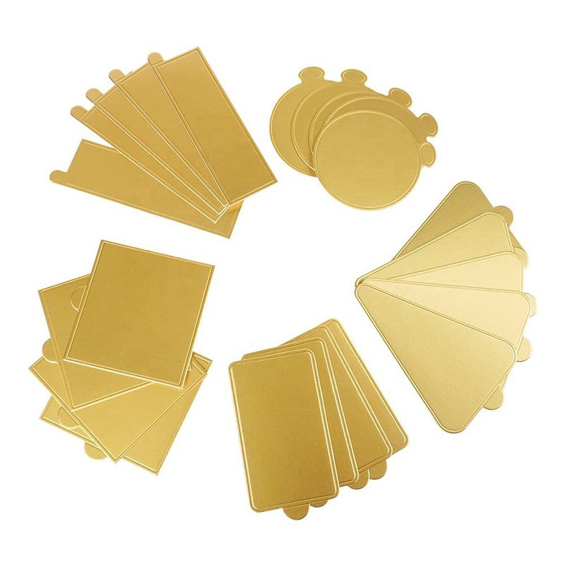 Gold Mini Paper Cake Boards Dessert Trays for Mousse Cake Gold dessert tray round metallic tray for cakes pastries and party desserts