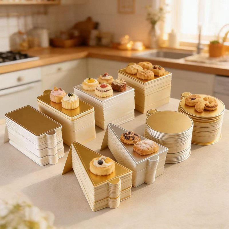 Disponsable Golden & Sliver Samll Cake Trays for Baking Event Disposable small cake trays round cardboard trays for mini cakes and pastries