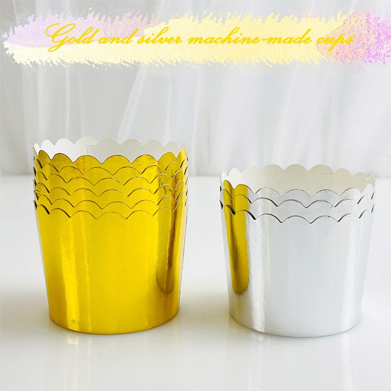 Accept Custom Muffin Paper Cup Cake Liners Gold Wrapper Baking Tools Muffin paper cup with cupcake for birthdays and special occasions