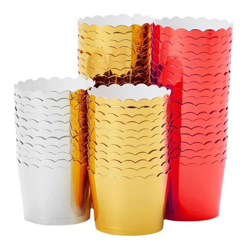 Blue Red and Gold Foil Cupcake Liners Assorted Colors for Baking and Parties Wholesale blue red gold foil cupcake liners bulk pack for bakeries and caterers