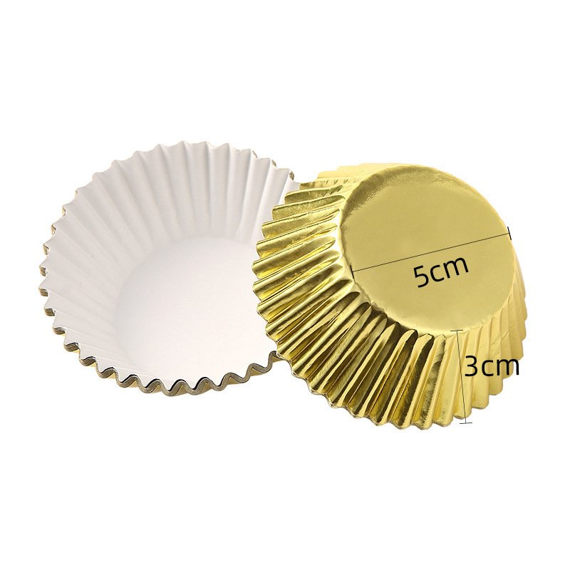 Gold Foil Cupcake Liners, Wholesale for Dessert Shops Top view of 5cm gold foil cupcake liners
