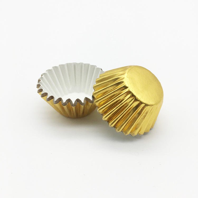 Mini Gold Foil Cupcake Liners for Chocolate Candy and Party Favors Mini gold foil cupcake liners for chocolate truffles and candy cups